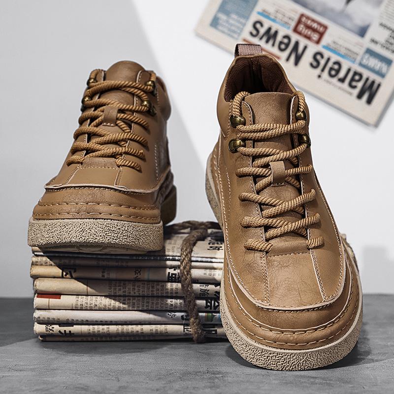 Fashion Hand-stitching Leather Men Boots Comfortable Ankle Boots For Men Casual Leather Shoes