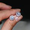 1 Pair Shiny White Zircon Stud Earrings for Women Simple Silver Color Hexagon Earrings Wedding Jewelry Gifts