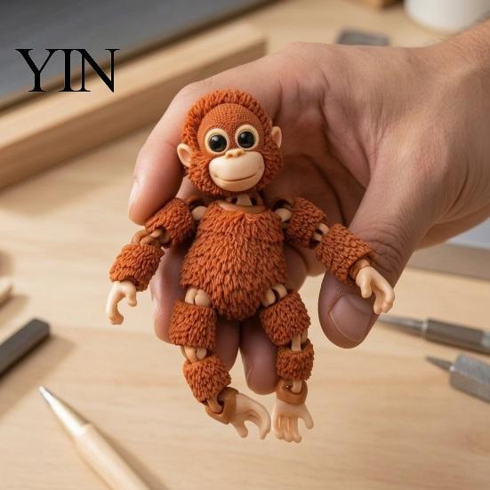Забавный офисный гаджет, мини-фигурка гориллы, напечатанная на 3D-принтере, с подвижными суставами, Маленькое настольное украшение, Игрушка для снятия стресса, Креативная милая модель животного, Подарок