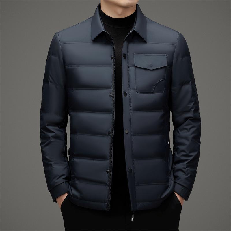 Простая и легкая куртка на гусином пуху, осенняя новая мужская куртка с воротником-стойкой, утепленная и теплая куртка-пуховик для мужчин