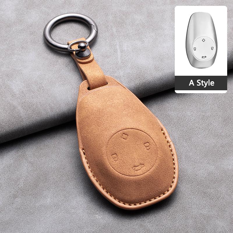 Suede Leather Car Smart Key Fob Case For Leapmotor T03 S01 C11 C01 Type Key Cover Shell Holder Keychain Car Styling Accessories