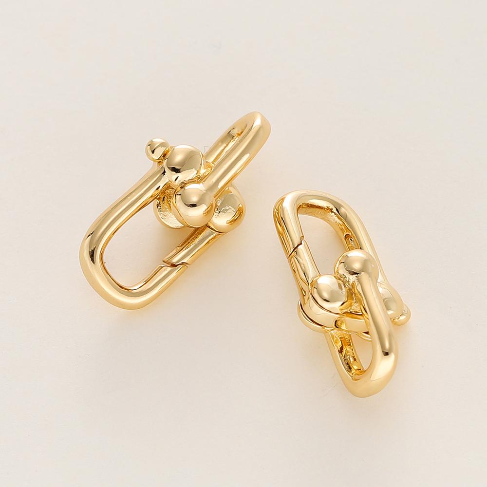 2 шт. в упаковке Позолоченные пружинные застежки 14K Латунные U-образные застежки-карабины для изготовления ювелирных изделий своими руками Аксессуары для браслетов