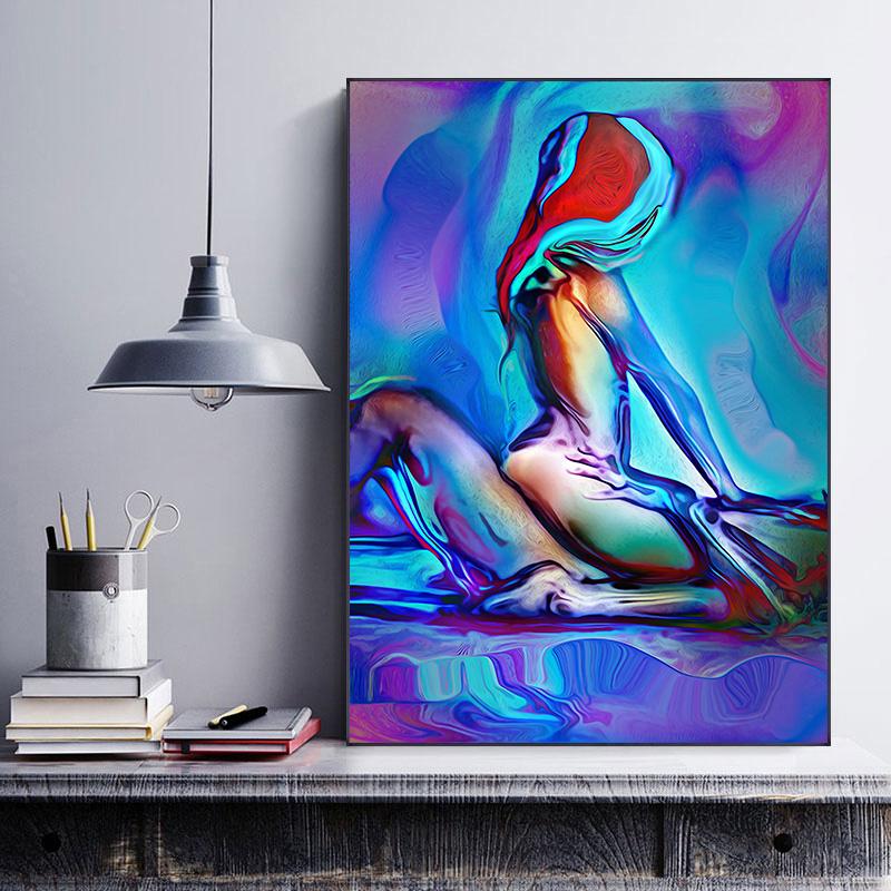 Современная абстрактная настенная картина на холсте «Влюбленная пара» - HD-печать, в раме, для гостиной, спальни, современный домашний декор, подарок