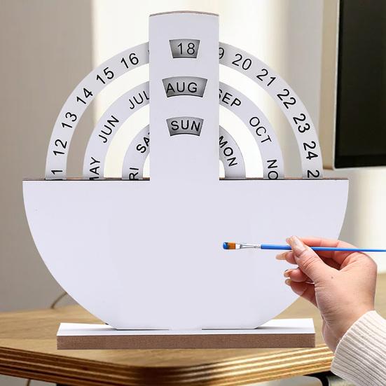 Вращающийся деревянный вечный настольный календарь с прочным основанием, дата, неделя, месяц, домашний офис, спальня, настольный календарь, украшение