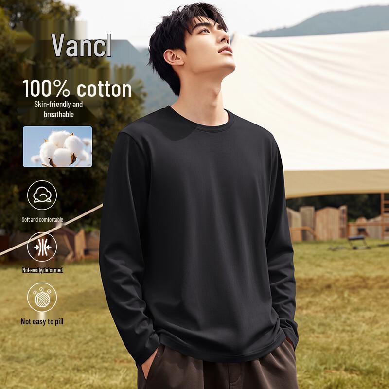 VANCL Men's Cotton Long-Sleeve Oversized T-Shirt