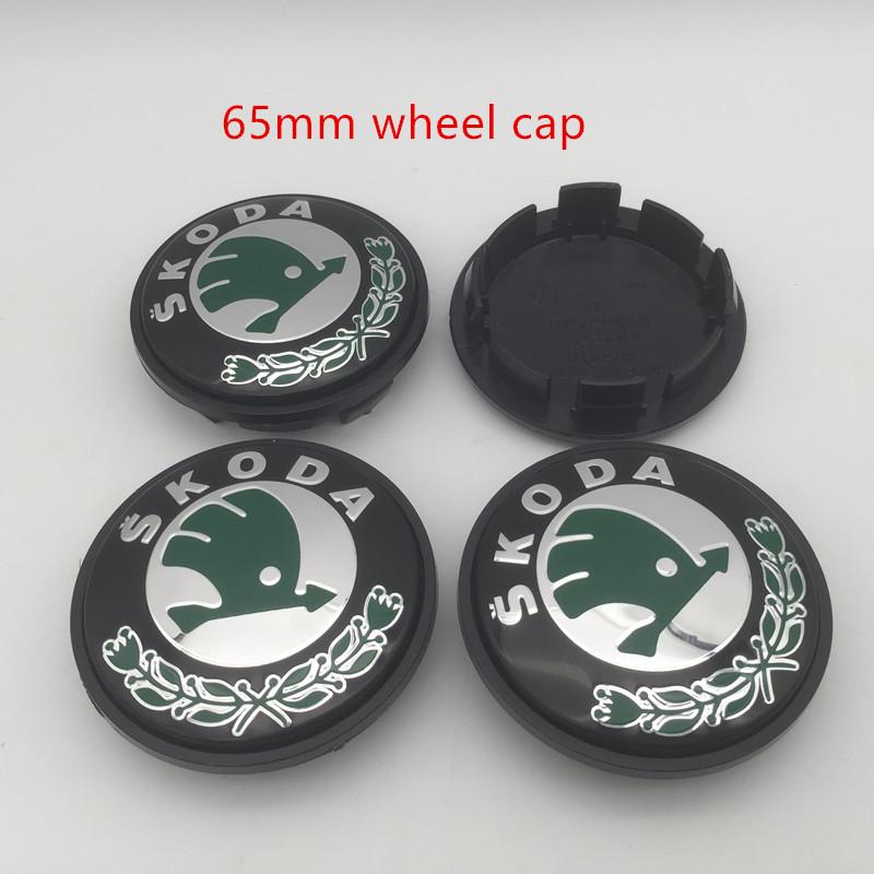 NADH5 100pcs 3D 56mm 65mm For Skoda Car emblem Wheel hub Center Cap Badge covers sticker Decals Styling accessories