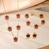 Fashion Flower Necklace Earrings Set Jewelry Women Stainless Steel White Shell Clover Bracelet Jewelry Accessories