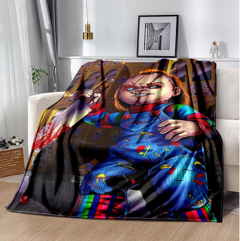 Chucky Flannel Blanket Soft Warm All-Season Throw, Design for Camping, Car Travel, Hiking Sofa, Bed, Office Perfect Gift for Parties