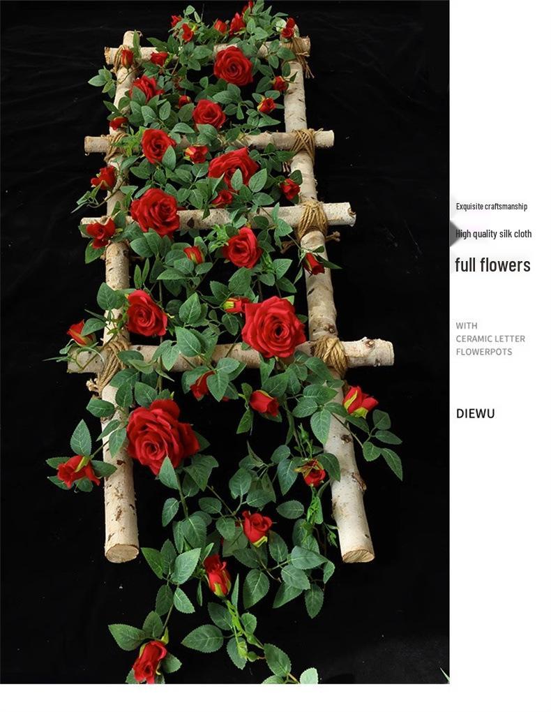 Artificial Rose Vine for Air Conditioner Pipe and Ceiling Wall Decoration