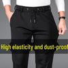 Men's Autumn/Winter Straight-Leg Stretch Pants - Thick, Elastic Waist, Loose-Fit Sports Trousers with Print