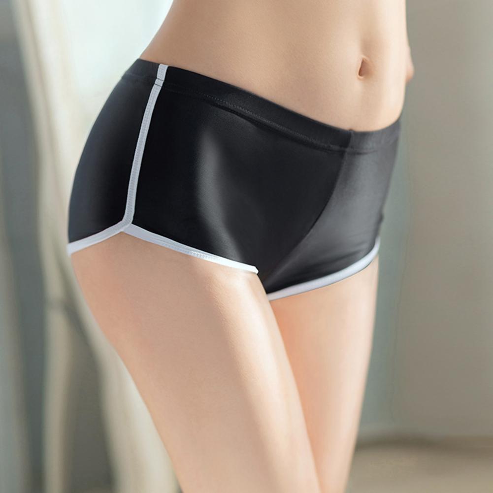 Women Boxers Moisture-wicking Ice Silk Women's Underpants with High Elasticity Slim Fit for Daily Wear Solid Color Mid Waist