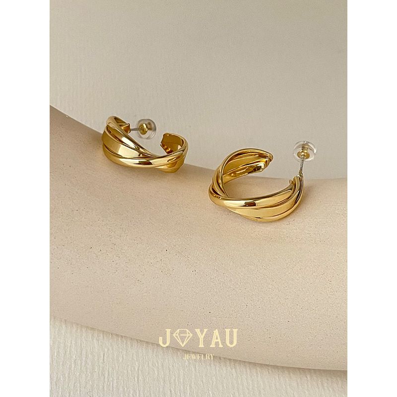 Joyau Trio Glossy Multi-Layer round Ring Earrings Mosquito Coil Ear Clip Fashion Wind Easiest for Match Sterling Silver Needle Ear Studs