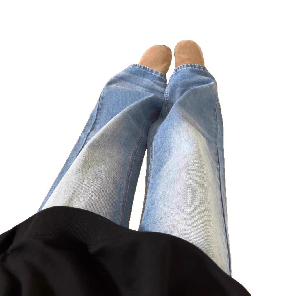 2025 American Style High-Waisted Medium Blue Wide-Leg Jeans - Women's Summer Slimming, Hip-Lifting & Flaw-Hiding.