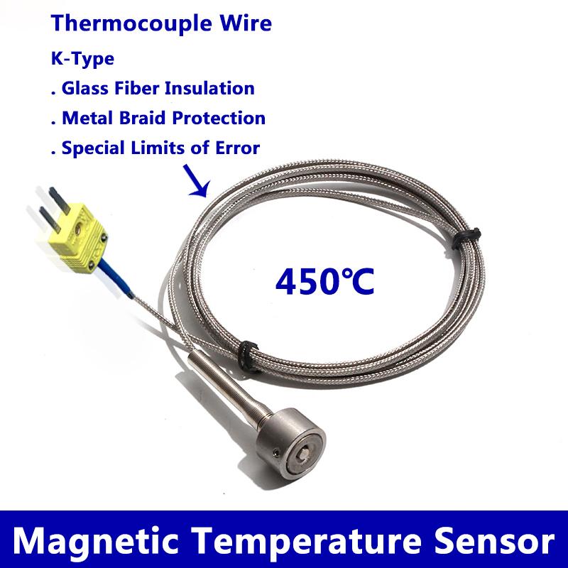 Strong Magnetic Adsorption Thermocouple Temperature Sensor 0-450 Degree K type Plug with Stainless Steel Shielded Wire