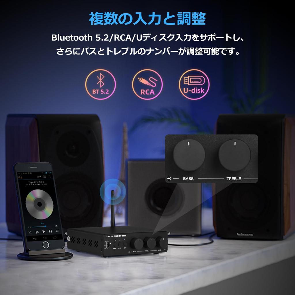 Усилитель мощности Douk Audio M1 MAX 300 Вт x2 Bluetooth-приемник Домашний стереоусилитель Плеер U-диск
