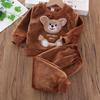 Baby Winter Pajama Set With Bear Pattern For Boys And Girls Fleece Cozy Homewear