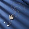 Зимняя горячая распродажа цепочка-свитер с кленовым листом женское простое длинное ожерелье кулон украшения аксессуары для одежды