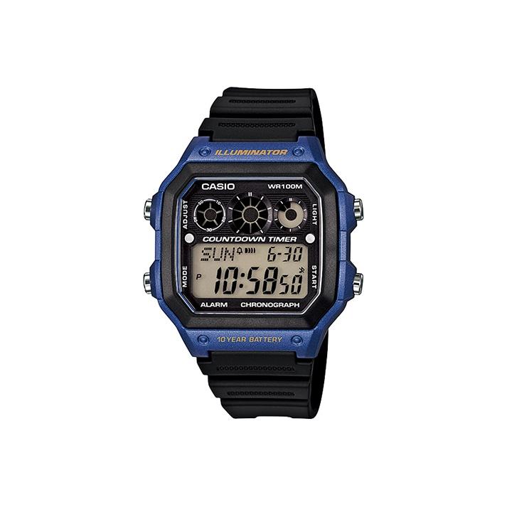 Casio Серия для молодежи Квадратный циферблат Цифровой Мода Классический Ретро Квадратный Десятилетняя батарея Водонепроницаемый Ударопрочный Кварцевый механизм Ремешок из смолы AE-1300WH-2A