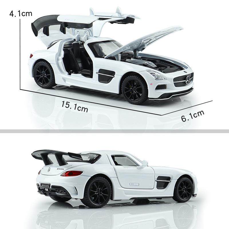 Mercedes Benz SLS AMG Supercar Simulation Diecast & Toy Vehicles Sounds & Light Pull Back Car 1:32 Alloy Collection Model