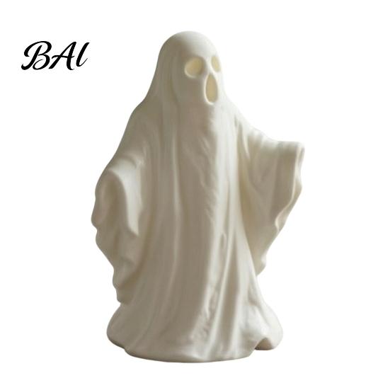 Halloween Ghost Ornaments 3D Printed Statue Ornament, Funny Figurine, Minimalist Pleated Party Supplies Cloak Sculpture for Home Tabletop Decoration