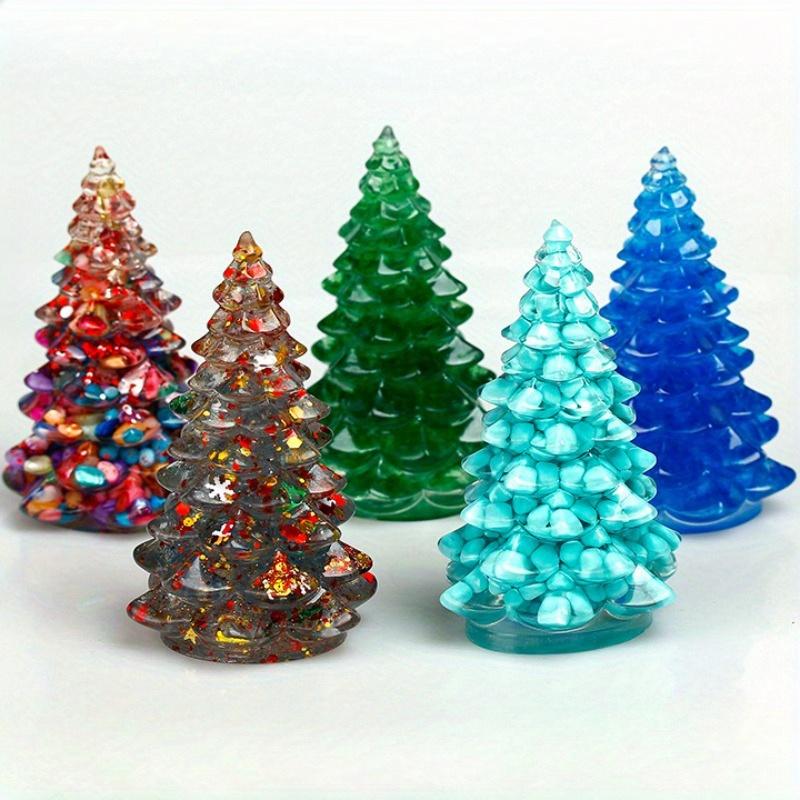 1Pc Natural Stone Crystal Resin Christmas Tree For Home Decor, Bring Good Luck, Healing, And Energy Balance