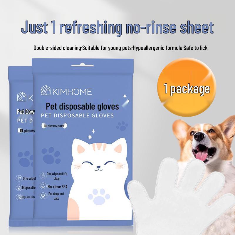 Disposable Pet Bathing and Deodorizing No-Rinse Gloves