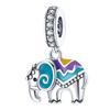 Symphony Color Changing Elephant Charm Diy Bracelet Necklace, White Copper Plated 9 Silver