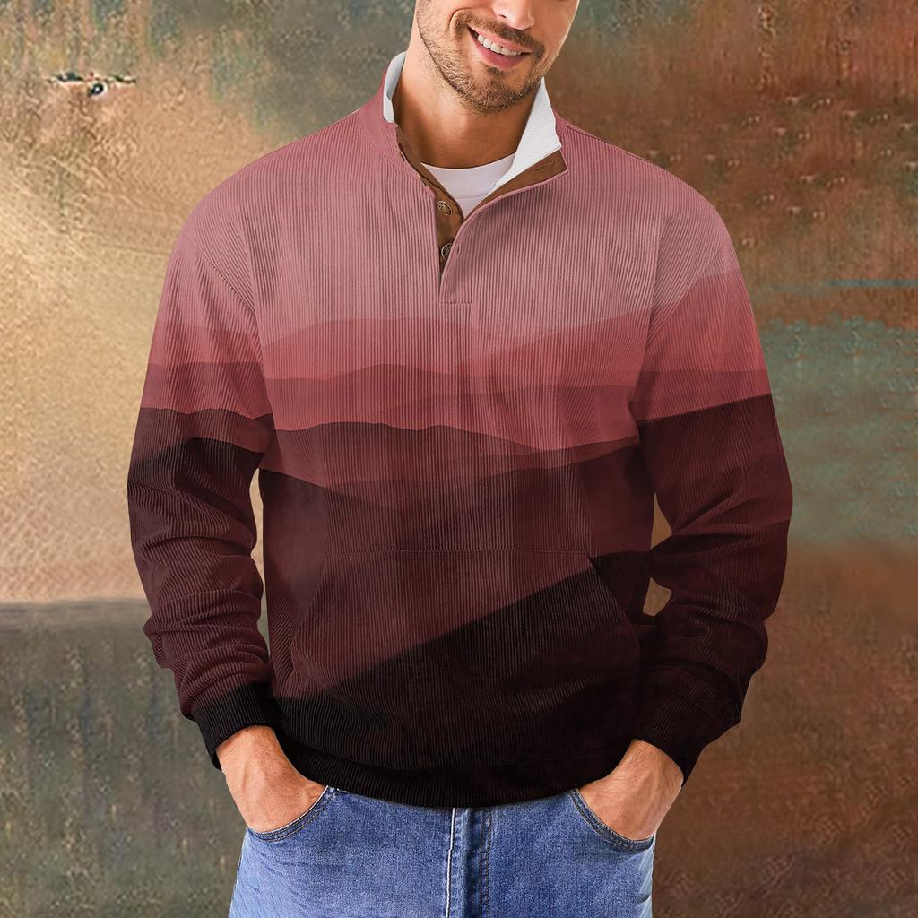 Мужская повседневная толстовка в стиле ретро с градиентным принтом