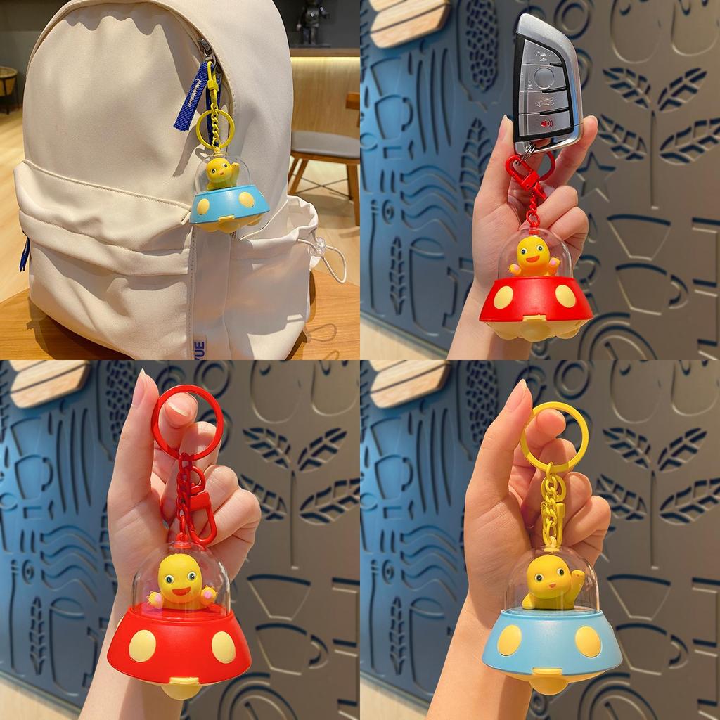 Adorable Red Silicone Ufo Projection Keychain Cute Couple Gift Bag Charm