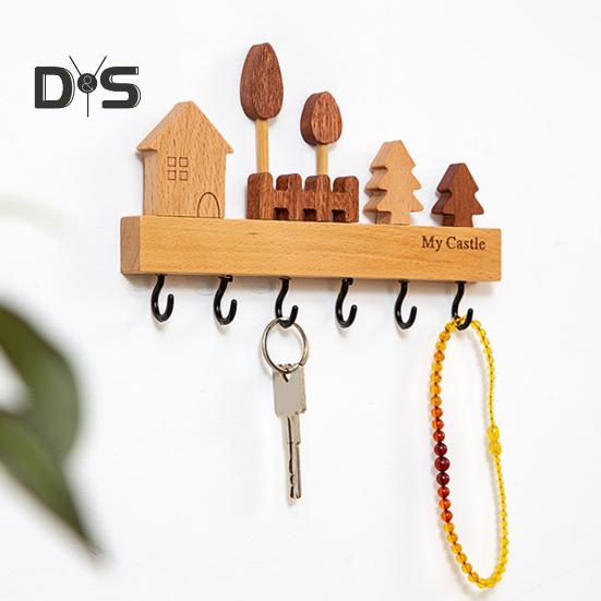 Настенная стойка для хранения ключей с крючком для ключей, гладкий край, без заусенцев, простая установка, входная стойка для хранения ключей, украшение