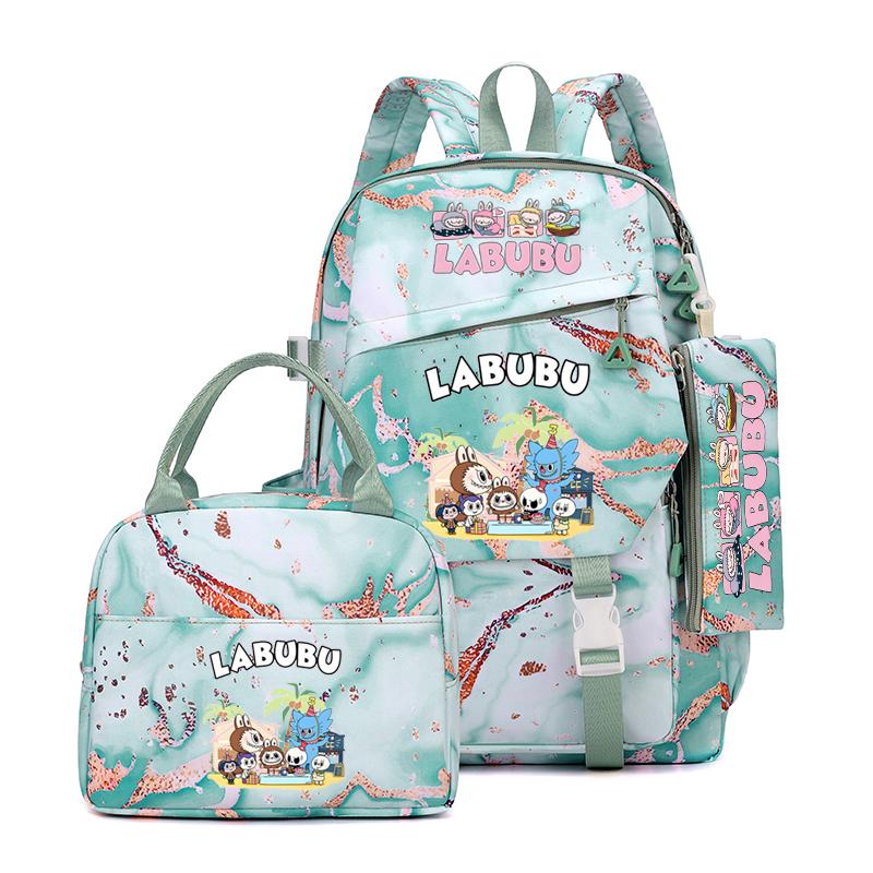 3Pcs/set Cute Printed Backpack Lunch Bag Pencil Case Teen Child Girl Kid Schoolbag Student Bookbag Knapsack Women Travel Bag Gift