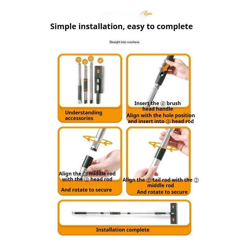 206см Очиститель окон Удлиненная телескопическая штанга Скребок для мытья окон Скребок для стекла