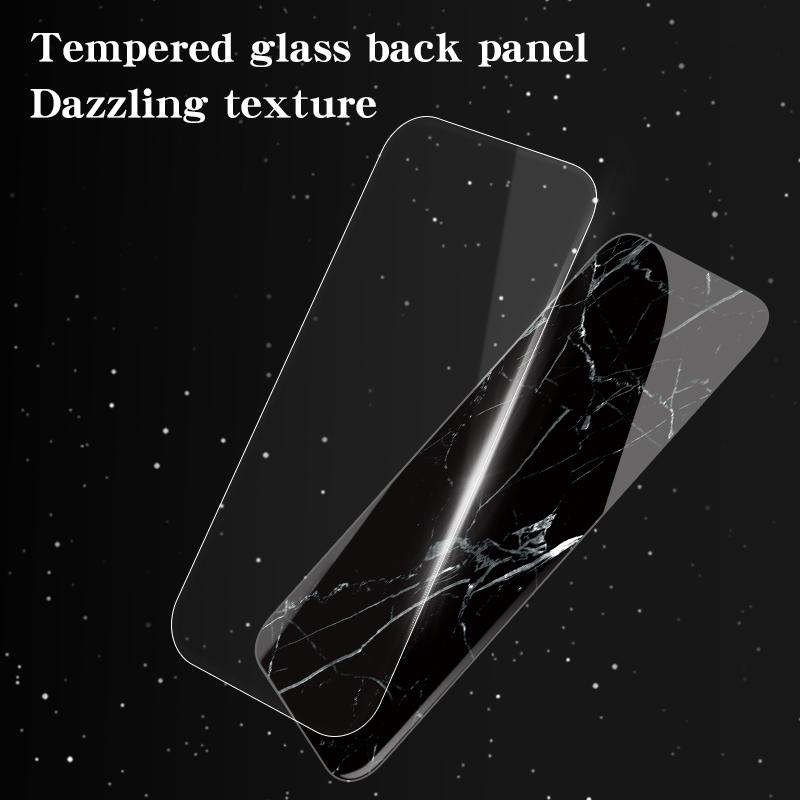 For Motorola Moto G15 4G Case Marble Pattern Tempered Glass+PC+TPU Protective Phone Cover