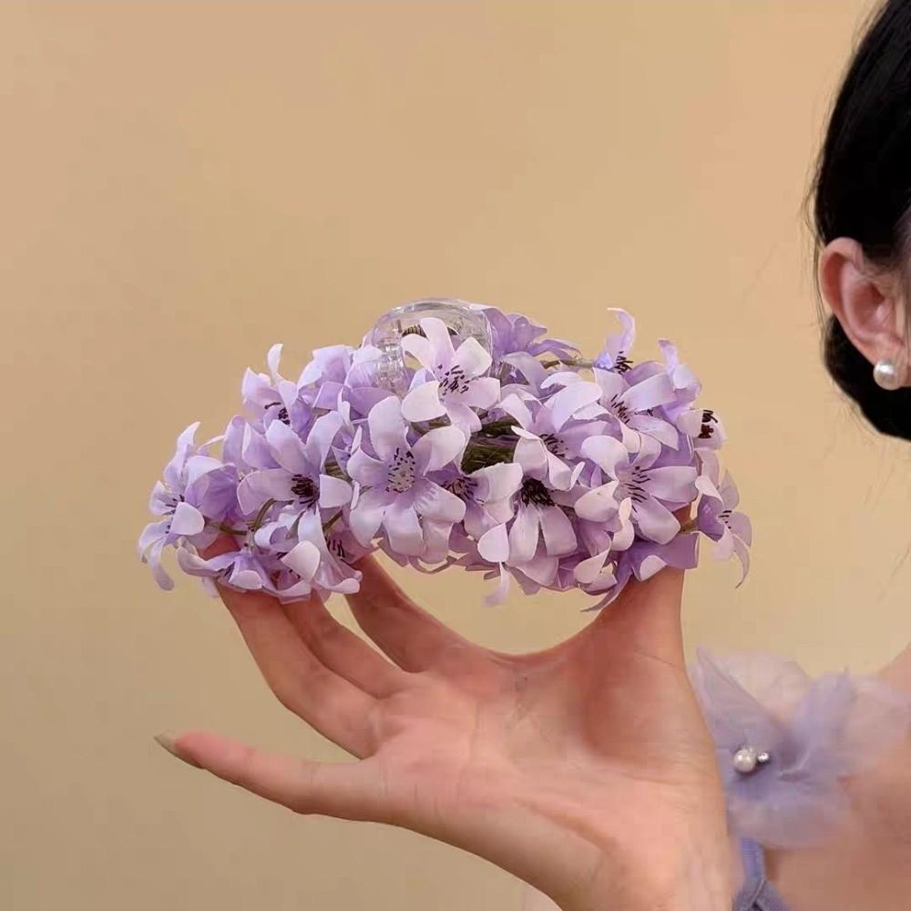 Fashion Sweet Beach Floral Hair Claw Delicate Acrylic Vacation Style Shark Clip Super Fairy Solid color Elegant Hair Clip Women
