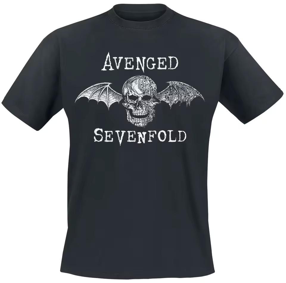 Unisex Cotton T-shirt Avenged Sevenfold Death Bat Circuit Skull Graphic Tee Metal Streetwear