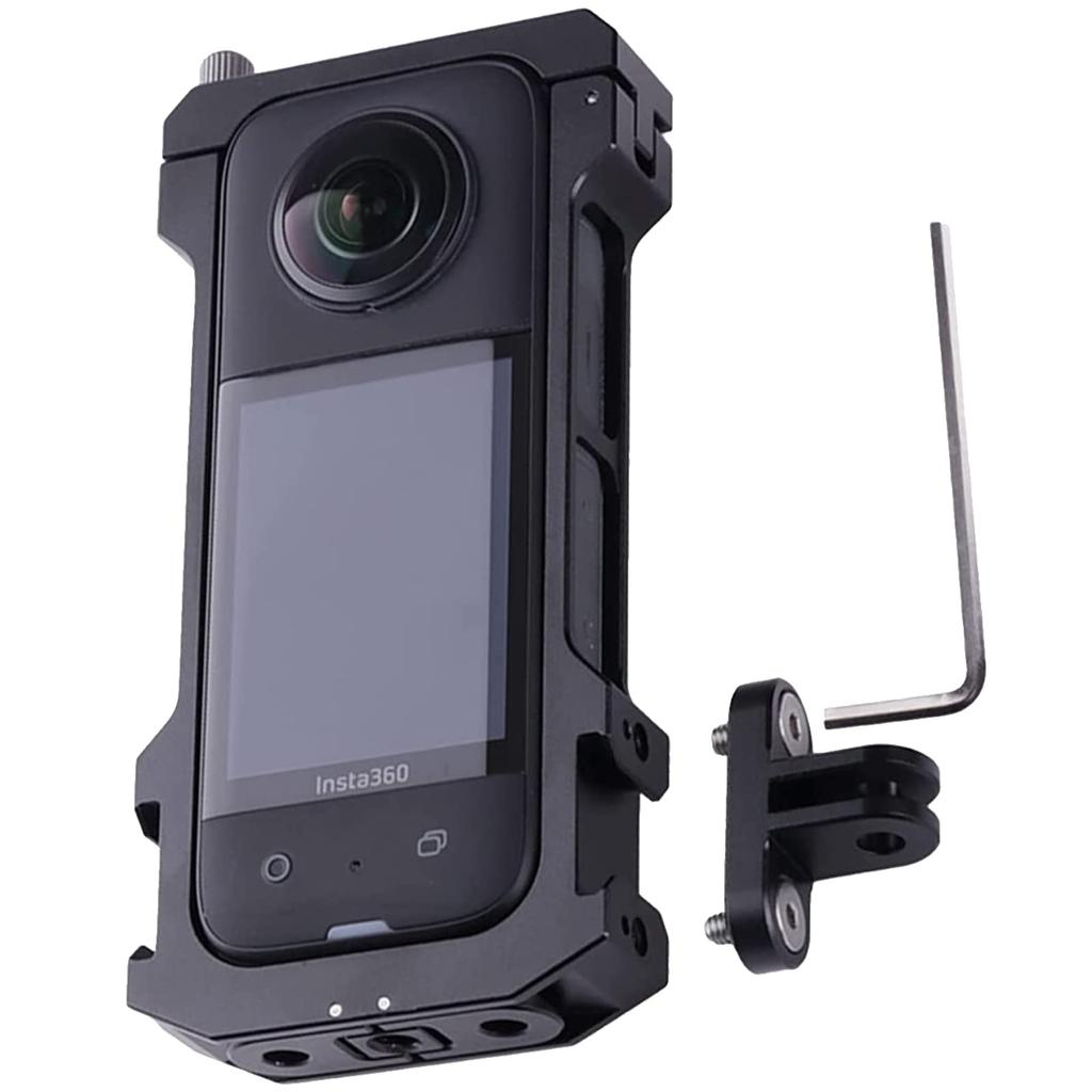 Miimall Compatible Insta 360 X3 Multifunctional Case Aluminum Bumper Insta 360 X3 Accessories Aluminum Material Flash Microphone Selfie Stick