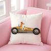 Funny Cartoon Animals Car Art Cushion Cover Linen Pillowcase Cover Soft Decor for Sofa Home Room