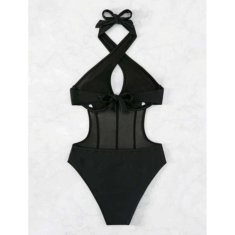 Женский купальник с эффектом пуш-ап, однотонные купальные костюмы, тропические бикини, женская пляжная одежда, цельный праздничный купальник