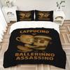 3Pcs Cappuccino Ballerina Assassination Bedding Set Soft Fabric Duvet Cover Pillowcases Home Christmas Xmas Halloween Gift 1 Duvet Cover 2 Pillowcase