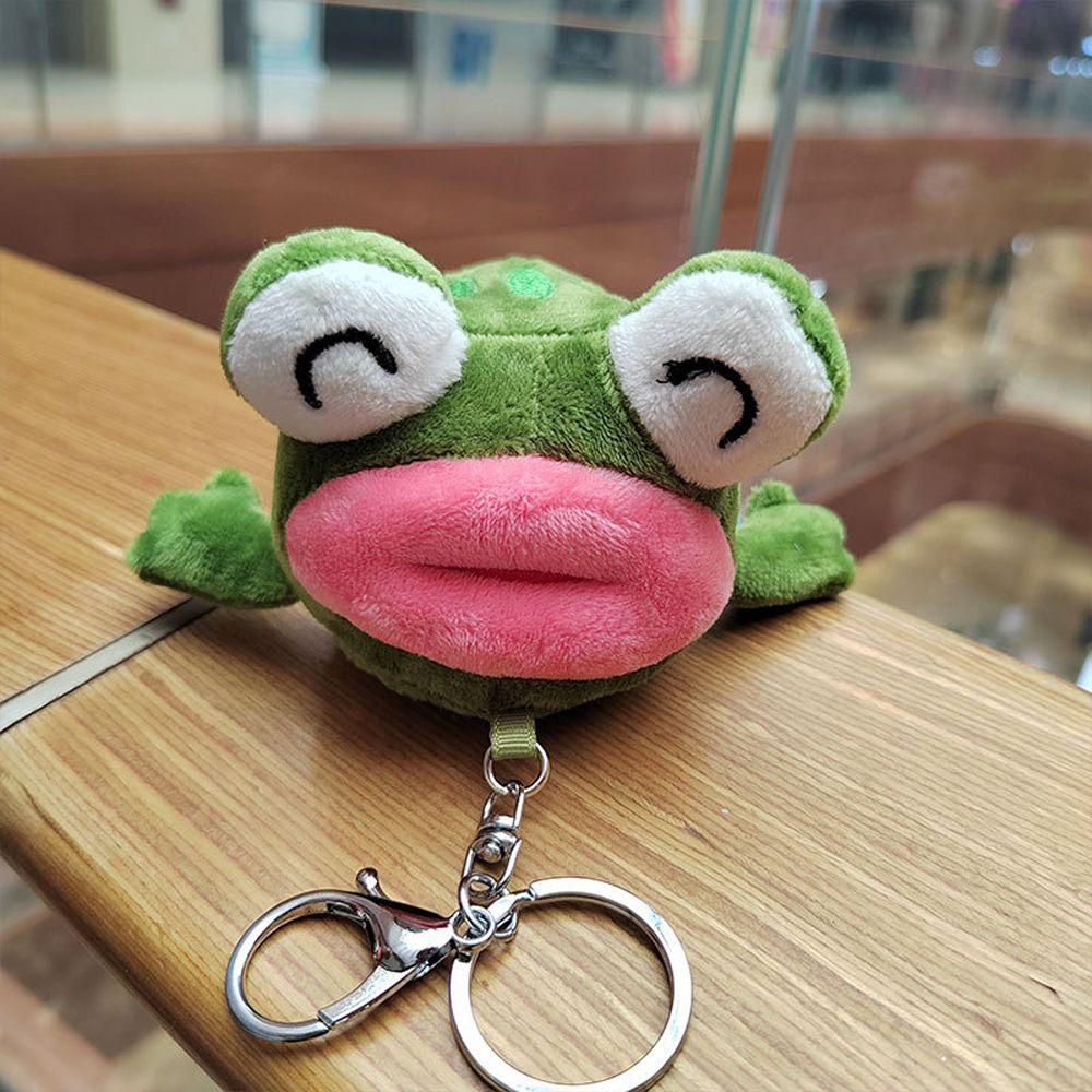 Dolls Plush Pendant Car Key Ring Stuffed Toys Plush Keyring Plush Keychain Big Mouth Frog Doll