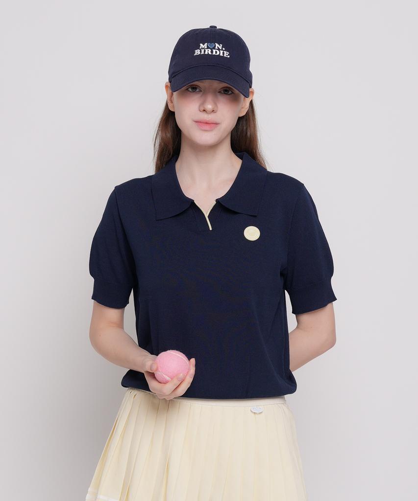 MONBIRDIE GOLF Open Collared Knit Navy
