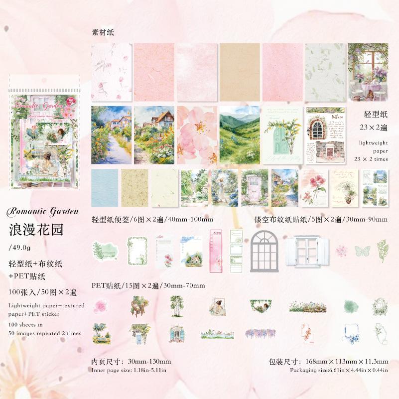 100pcs/lot Memo Pads Material Paper Watercolor Life Illustrated Guide Junk Journal Scrapbooking Cards Retro Background
