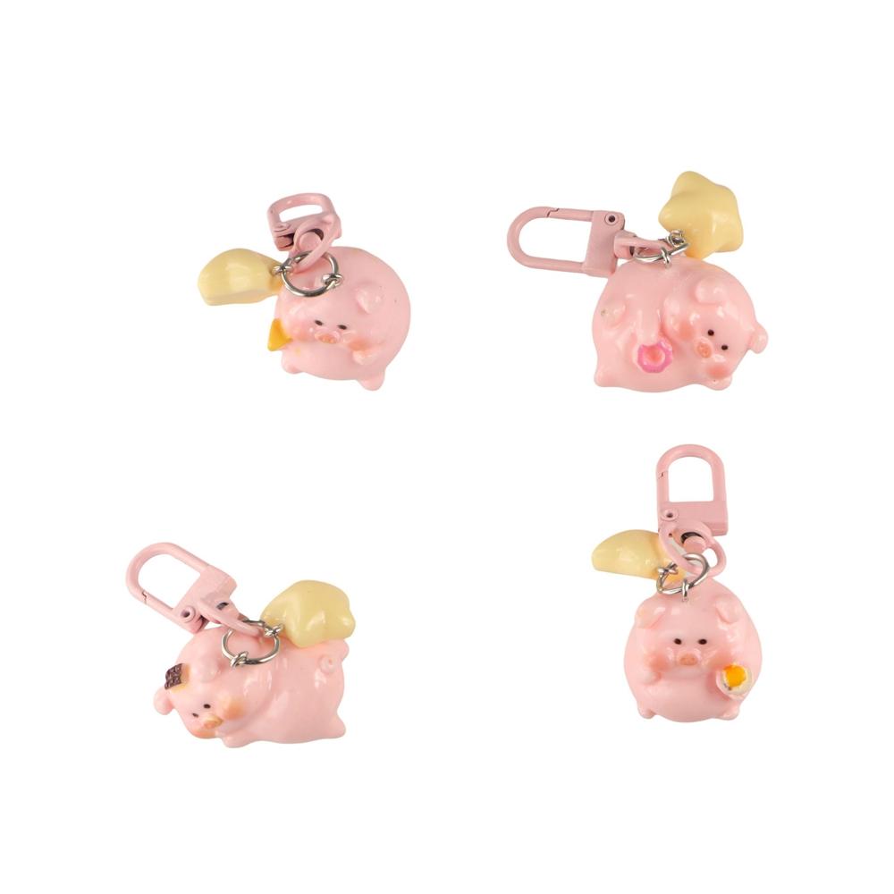Charms Cartoon Key Chain Resin 3D Key Chain Personality Pink Pig Pendant Decoration