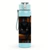 1PC Black Cat Book Stack Scene 750ml Color Plastic Sports Water Bottle Leakproof Flip Straw Lid For Sports Office Home Use