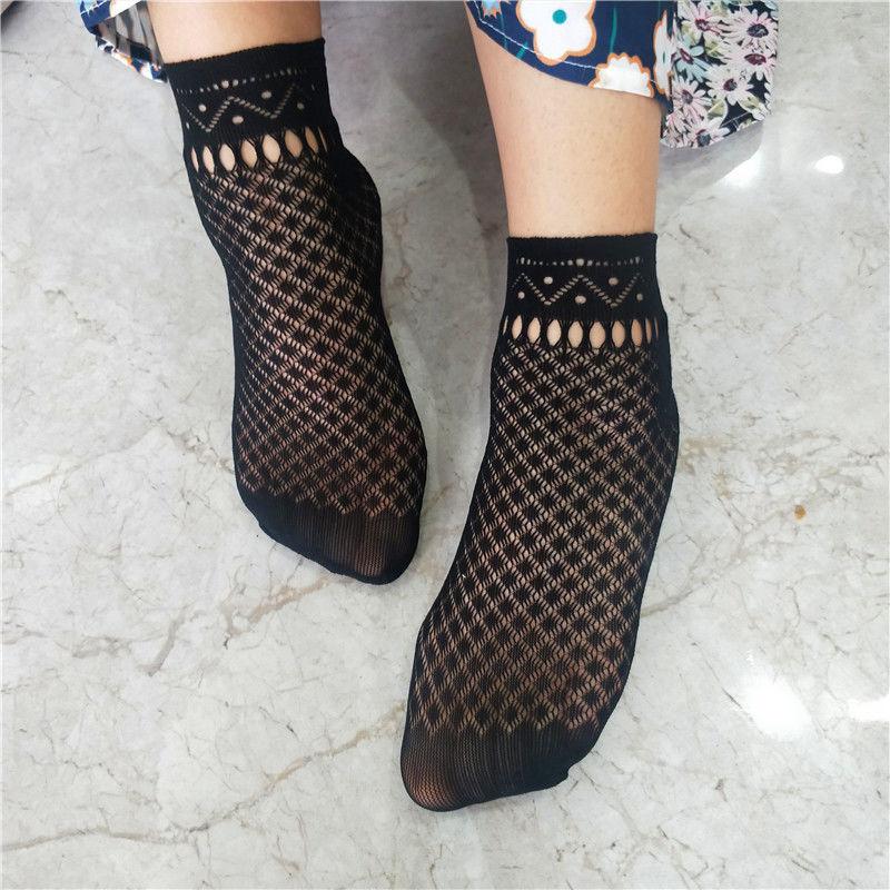 4 пары ретро кружева кружева сетки сексуальные полые чулки женские короткие чулки черные