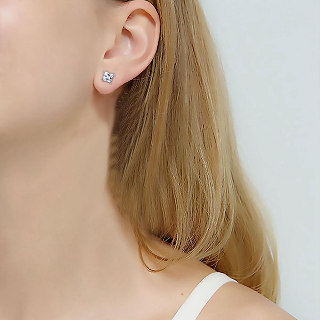 Women Synthetic Diamond Stud Earrings Jewelry Wedding Gift Zircon Stud Earrings For Party