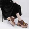 Genuine Leather Pumps Thick Soled Women's Shoes Round Toe Fashionable High Heels Platform Shoes