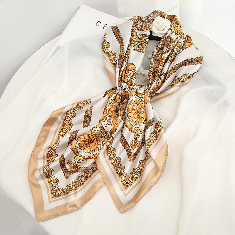 90x90cm Square Scarf for Women Head Shawls and Wraps Luxury Print Neck Scarves Hijab Bandana