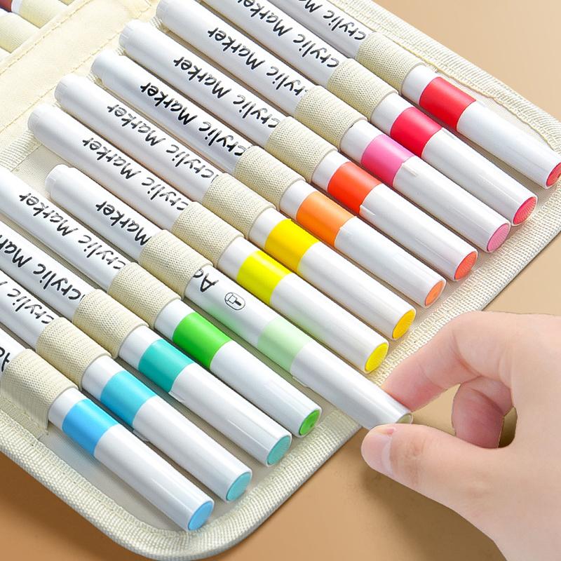 24/36/48/60/84/120Slots Markers Pen Storage Bag Large Capacity Zipper Canvas Storage Pencil Bag Watercolor Pen Stationery Bag