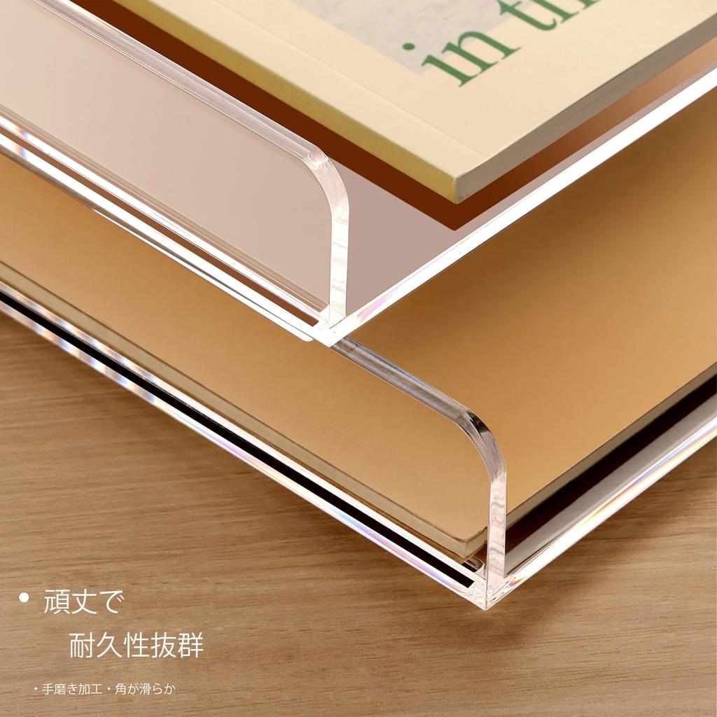Acrylic Letter Fits A4 Ideal for Home Stationery Stackable for Space Horizontal Wide x Deep x 4cm Set of 4 Case/Document Tray, Size, Office, Desk,